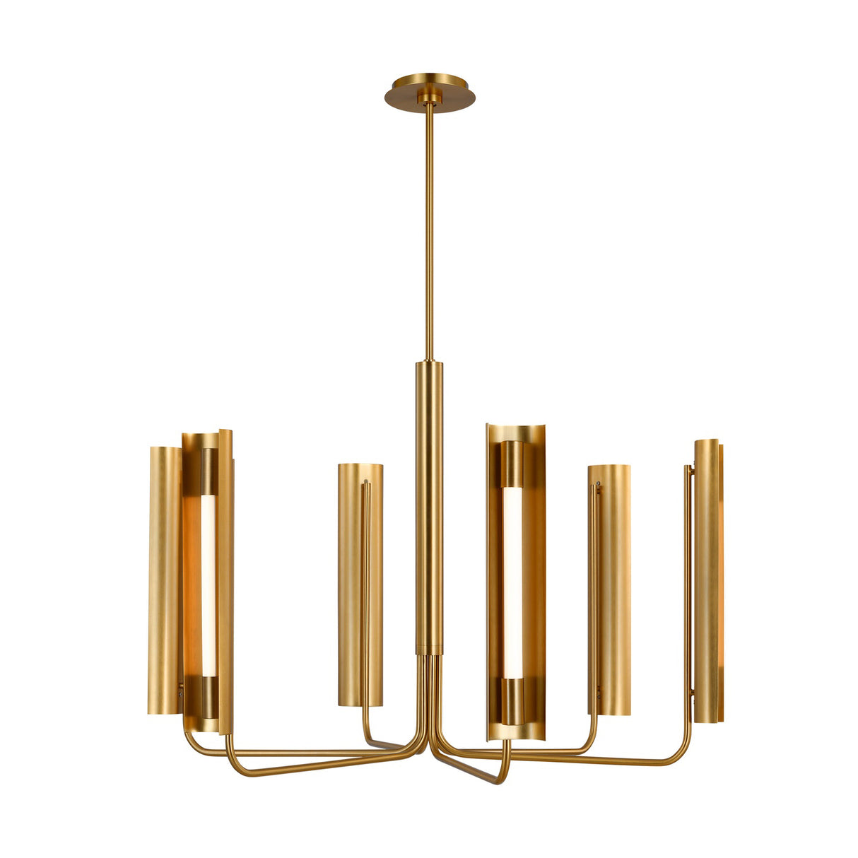 Robin 6 Light LED Chandelier 36", Modern Brass