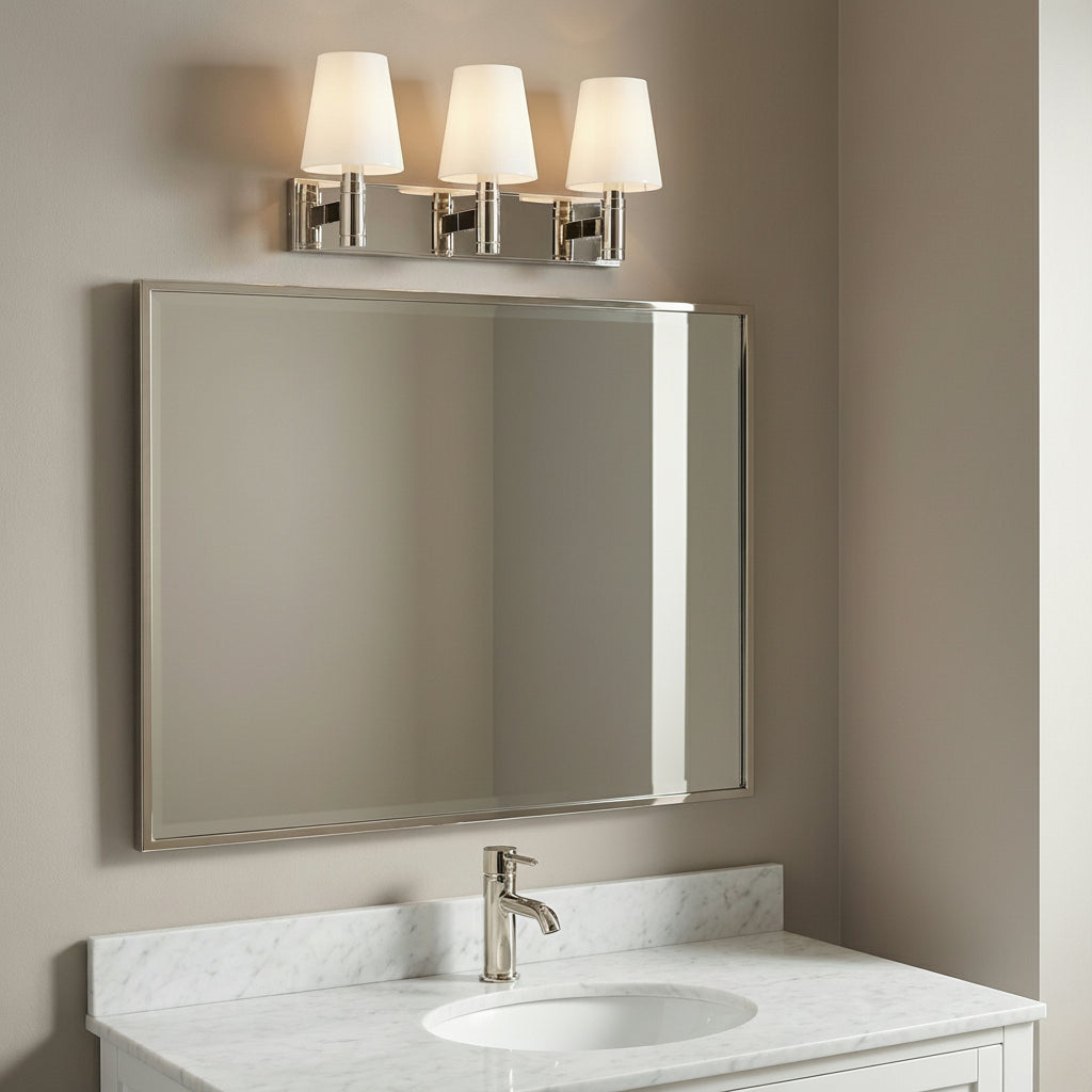 Petra 3 Light Vanity for Modern home with Beige Walls