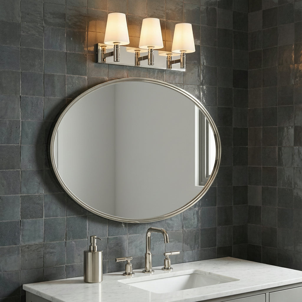 Petra 3 Light Vanity for Modern home with Gray Tile
