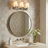 Petra 3 Light Vanity, Polished Nickel and Milk Glass