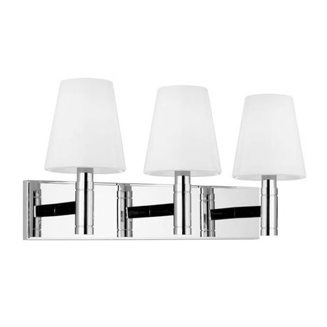 Petra 3 Light Vanity, Polished Nickel and Milk Glass