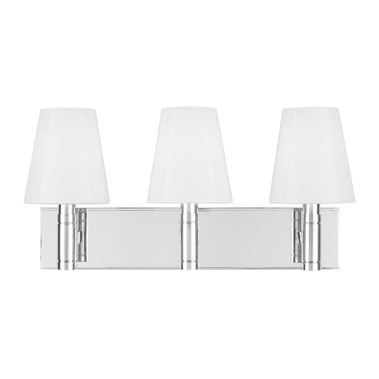 Petra 3 Light Vanity, Polished Nickel and Milk Glass