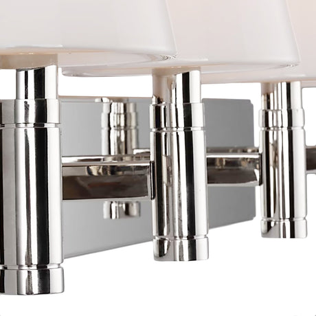 Petra 4 Light Vanity, Polished Nickel and Milk Glass