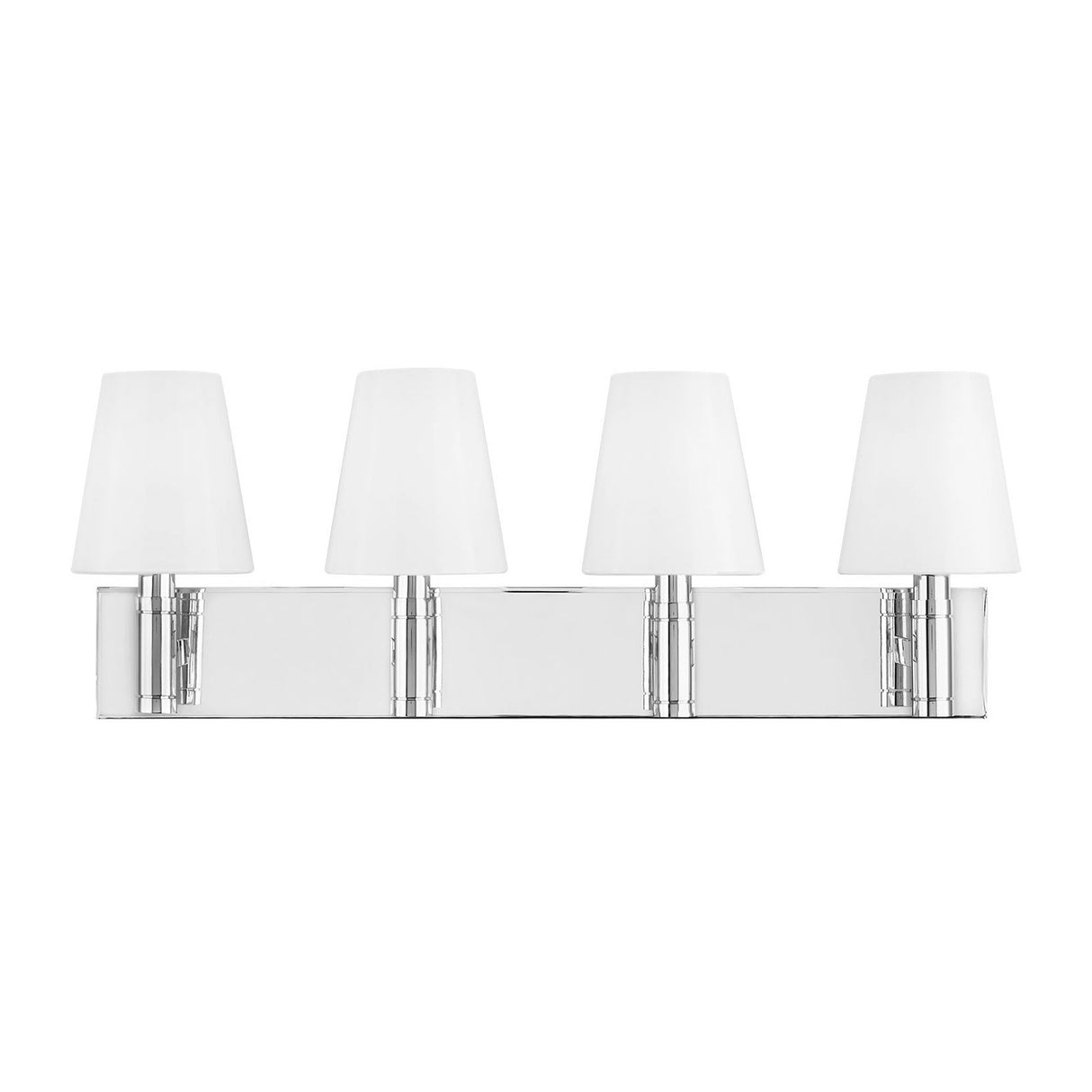 Petra 4 Light Vanity, Polished Nickel and Milk Glass