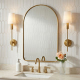 Petra Wall Sconce 27", Modern Brass for Modern home with White Tile