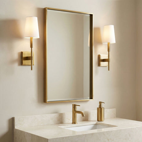 Petra Wall Sconce 17, Modern Brass for Modern home with Cream Walls