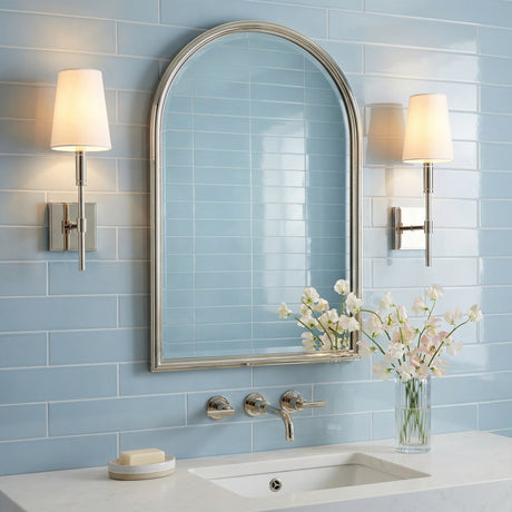 Petra Wall Sconce 17 for Transitional home with Light Blue Tile