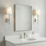 Petra Wall Sconce 17, Polished Nickel for Modern home with Gray Stucco