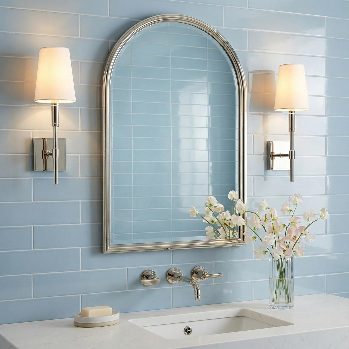 Petra Wall Sconce 17", Polished Nickel