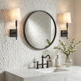 Petra Wall Sconce 17, Aged Iron for Transitional home with White Stone