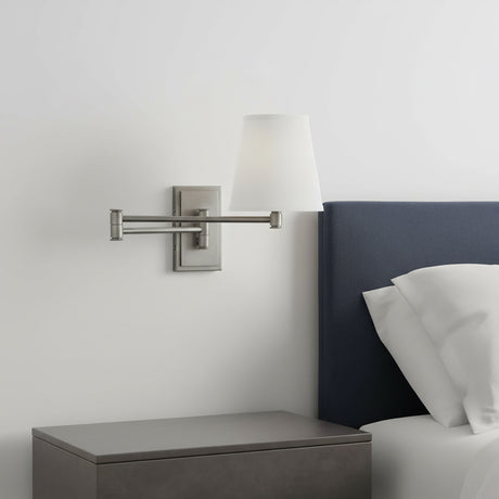 Declan Adjustable Wall Sconce 11", Brushed Nickel for Modern home with White Walls