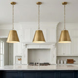 Weston Pendant 14, Satin Brass for Modern Farmhouse home with White Siding