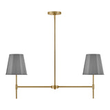 Weston 2 Light Linear Pendant 14", Gray and Satin Brass