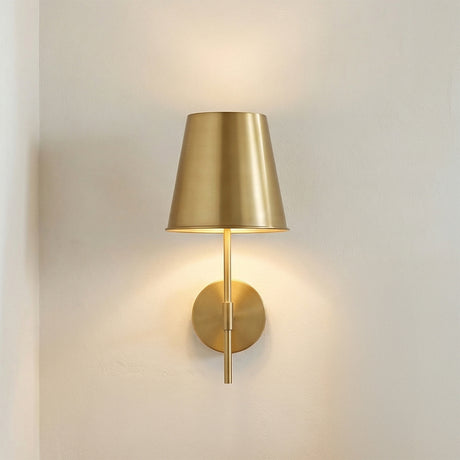 Weston Medium Wall Sconce 17", Satin Brass for Modern home with Cream Walls