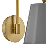 Weston Small Wall Sconce 12", Gray and Satin Brass