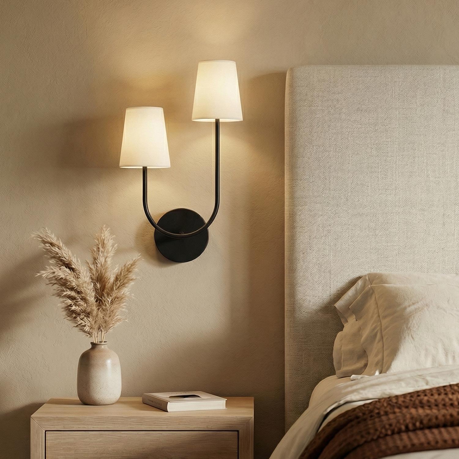 Greta Double Wall Sconce, Black