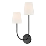 Greta Double Wall Sconce, Black (Style LEFT)