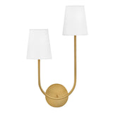 Greta Double Wall Sconce, Satin Brass (Style LEFT)