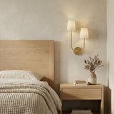 Greta Double Wall Sconce, Satin Brass