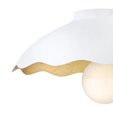 Posey Flush Mount 15", Textured White with Rustic Brass Accents