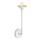 Posey Wall Sconce 16", Textured White with Rustic Brass Accents