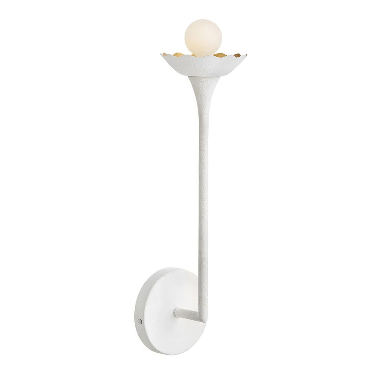 Posey Wall Sconce 16", Textured White with Rustic Brass Accents