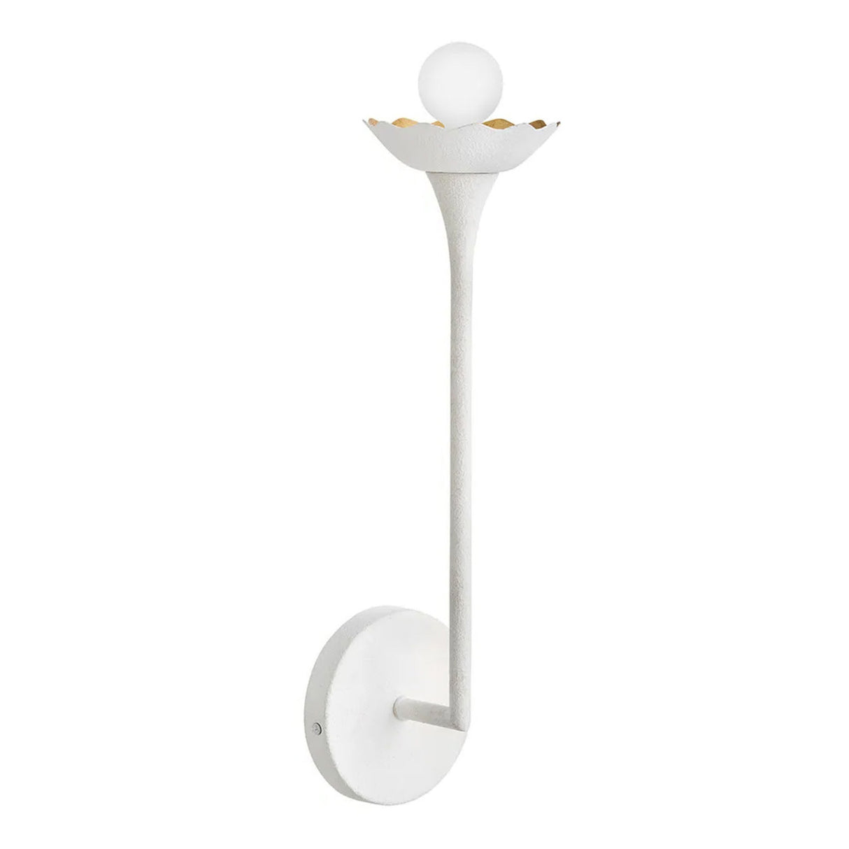 Posey Wall Sconce 16", Textured White with Rustic Brass Accents