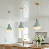 Skylar Pendant 11 Aquaverde and Satin Brass for Modern Farmhouse home with White Siding