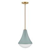 Skylar Pendant 11", Aquaverde and Satin Brass