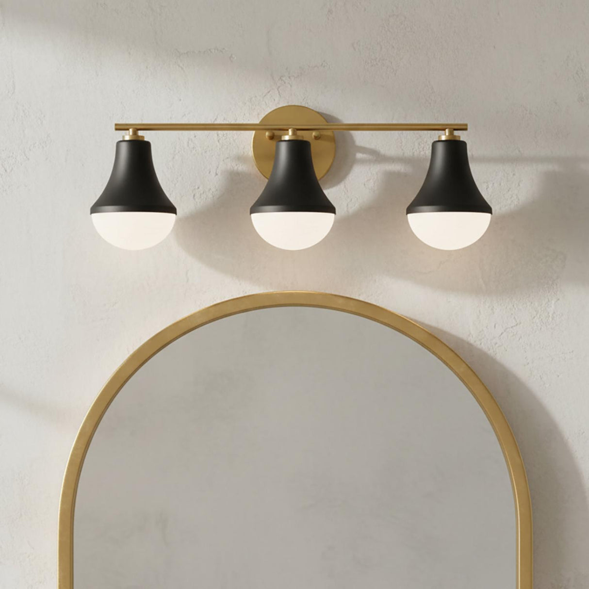 Skylar 3 Light Vanity, Matte Black and Satin Brass