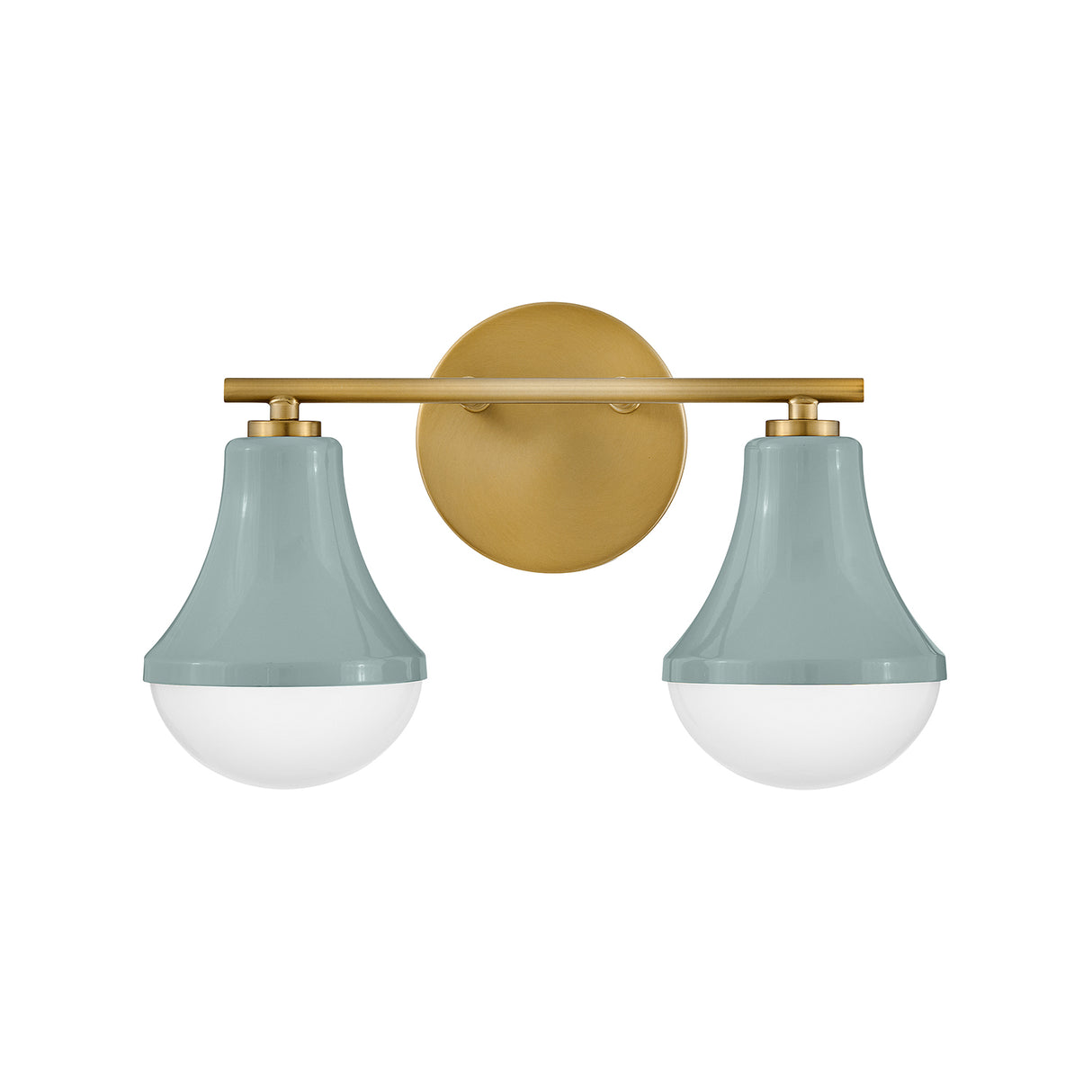 Skylar 2 Light Vanity, Aquaverde and Satin Brass