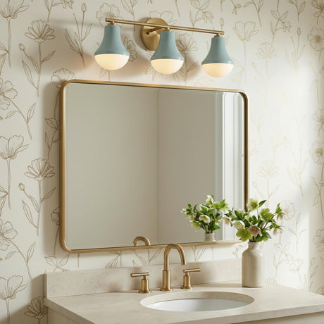 Skylar 3 Light Vanity, Aquaverde and Satin Brass