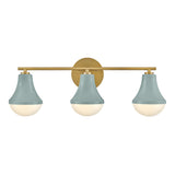 Skylar 3 Light Vanity, Aquaverde and Satin Brass