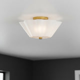 Connie Semi-Flush 15, Rustic Brass and Opal Glass for Modern home with Gray walls