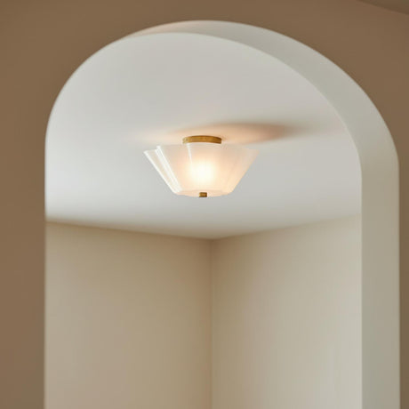 Connie Semi-Flush 15", Rustic Brass and Opal Glass