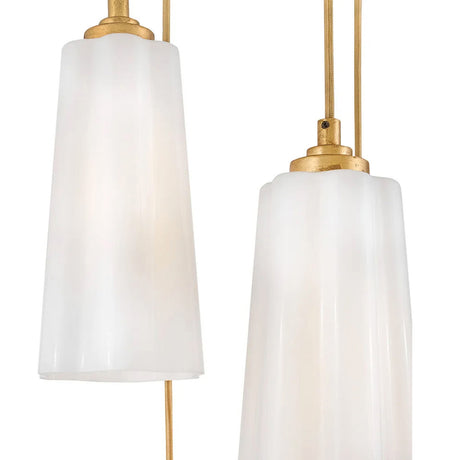Connie 5 Light Pendant 16",  Rustic Brass and Opal Glass