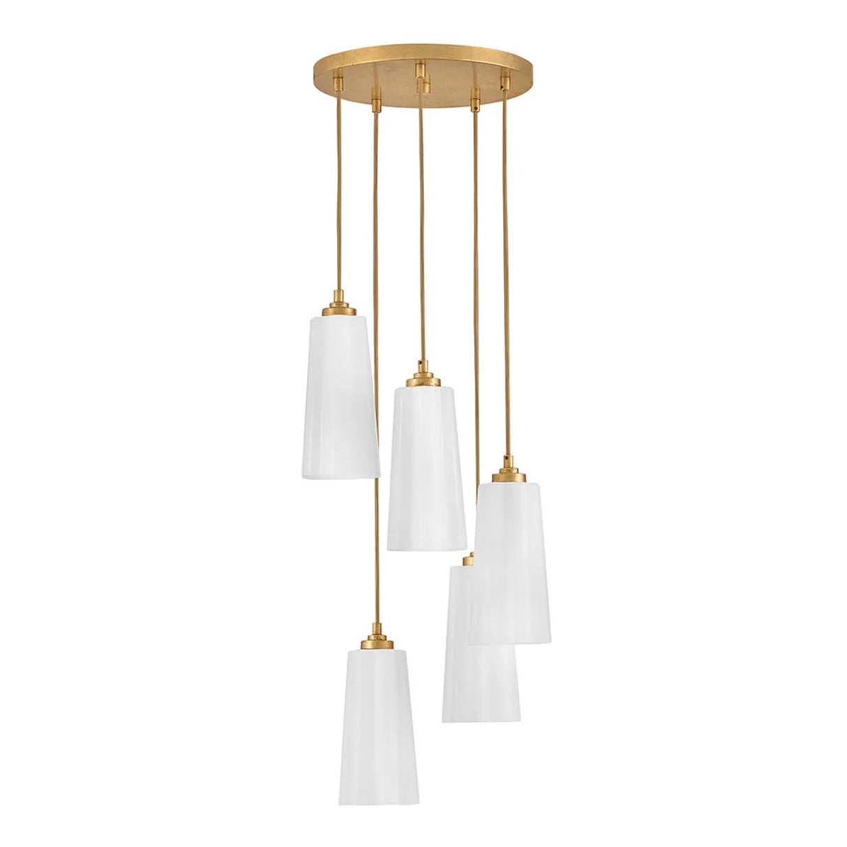 Connie 5 Light Pendant 16",  Rustic Brass and Opal Glass
