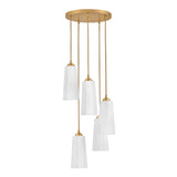 Connie 5 Light Pendant 16",  Rustic Brass and Opal Glass