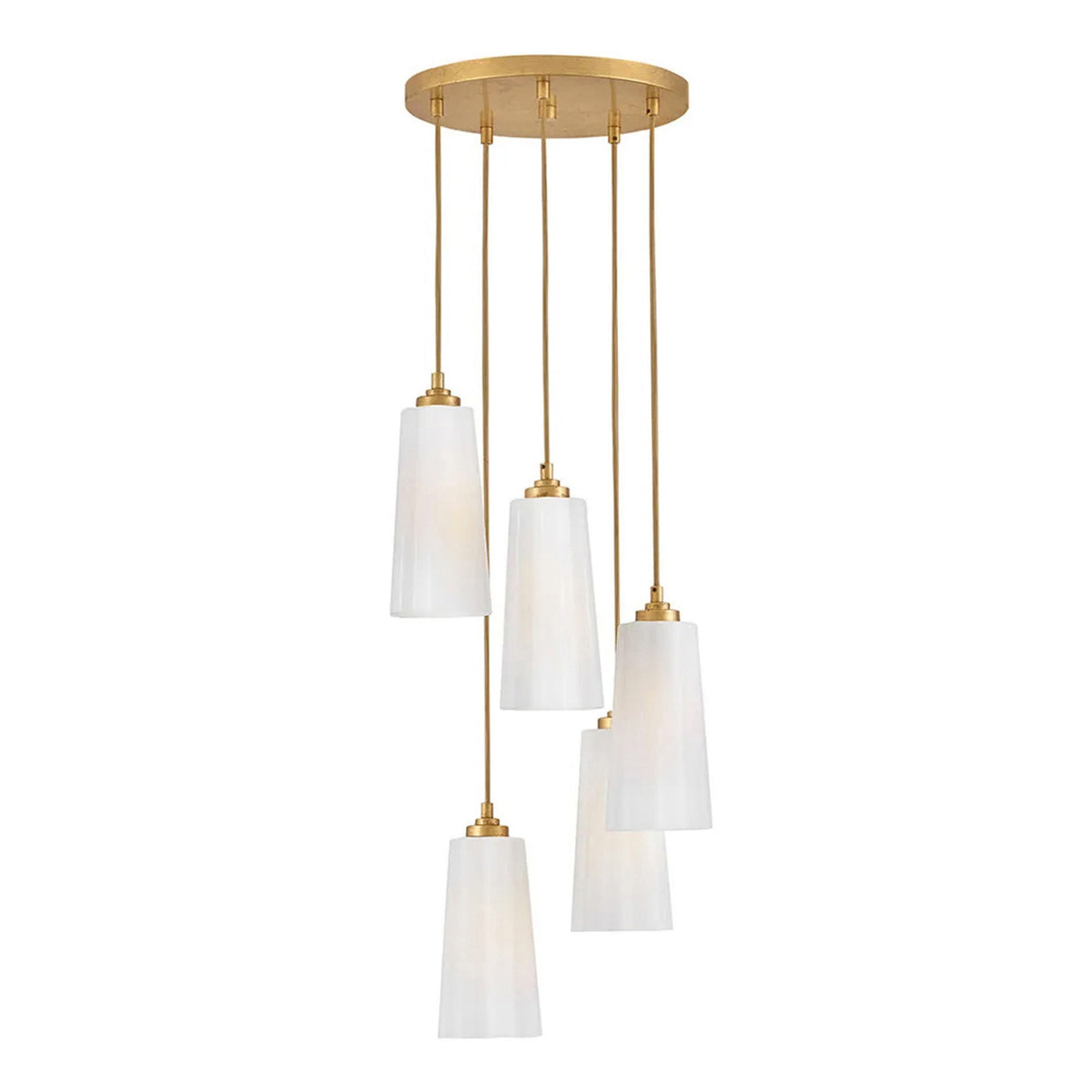 Connie 5 Light Pendant 16",  Rustic Brass and Opal Glass