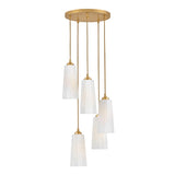 Connie 5 Light Pendant 16",  Rustic Brass and Opal Glass