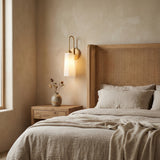 Connie Wall Sconce 17, Rustic Brass with Opal Glass for Modern Farmhouse home with Beige Walls