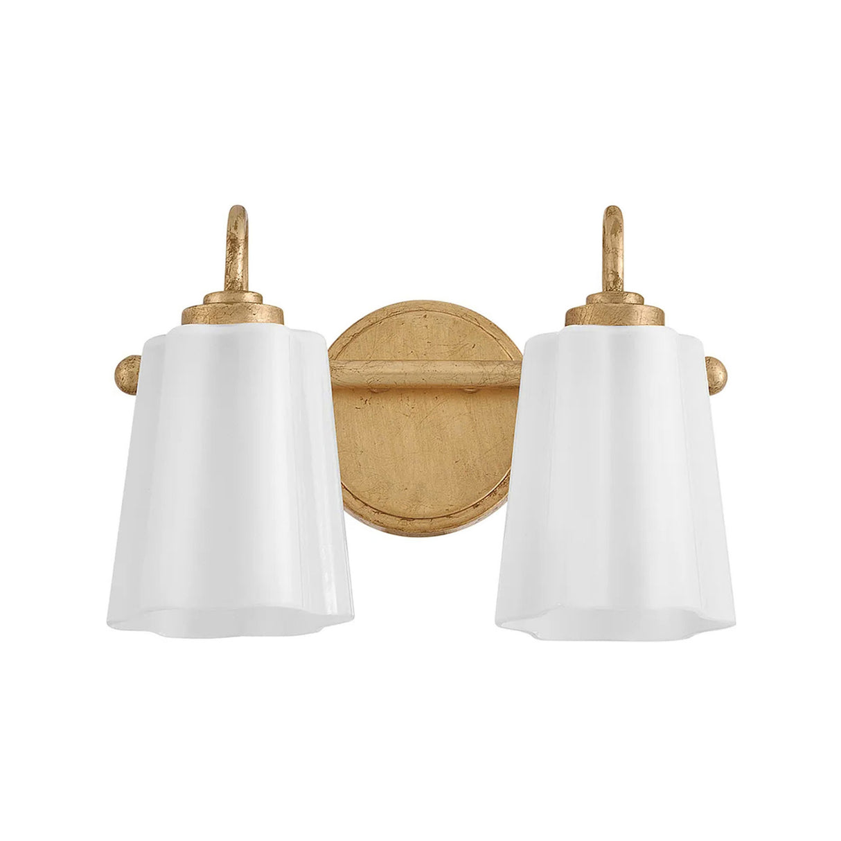 Connie 2 Light Vanity, Rustic Brass with Opal Glass