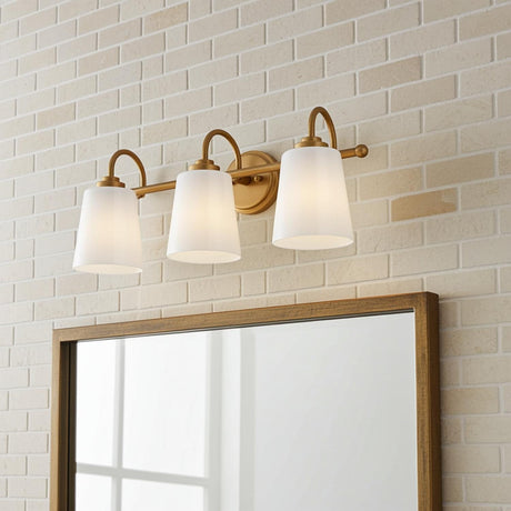 Connie 3 Light Vanity, Rustic Brass with Opal Glass