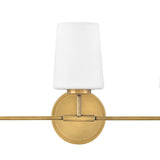 Wyatt 3 Light Vanity, Legacy Brass with Milk Glass