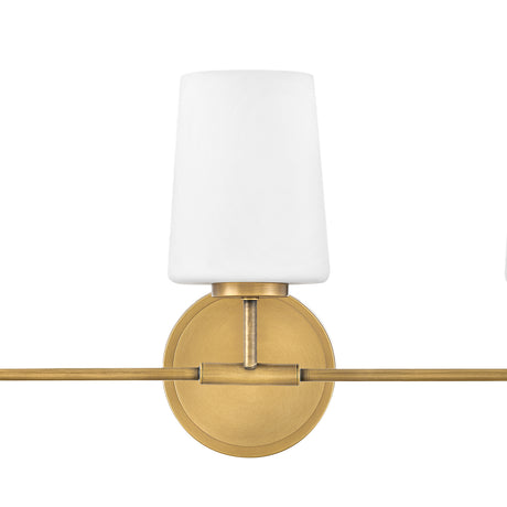 Wyatt 3 Light Vanity, Legacy Brass with Milk Glass