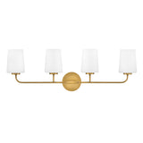 Wyatt 4 Light Vanity, Legacy Brass with Milk Glass