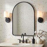 Wyatt Wall Sconce 11, Black with Milk Glass for Modern home with White Siding