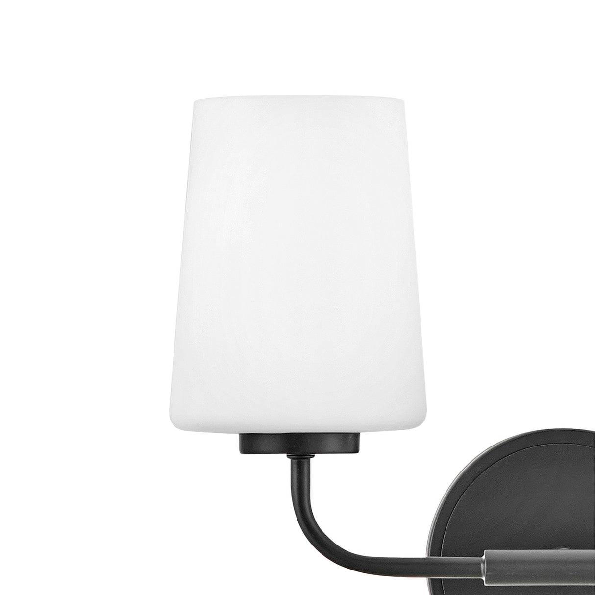 Wyatt 2 Light Vanity, Black with Milk Glass