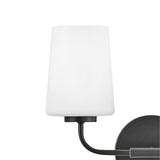 Wyatt 2 Light Vanity, Black with Milk Glass