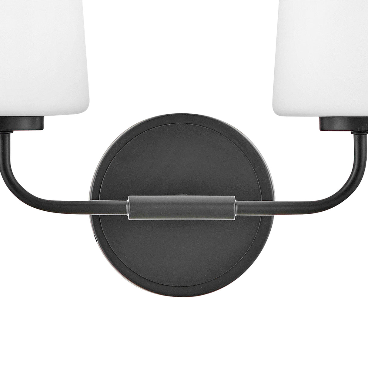 Wyatt 2 Light Vanity, Black with Milk Glass